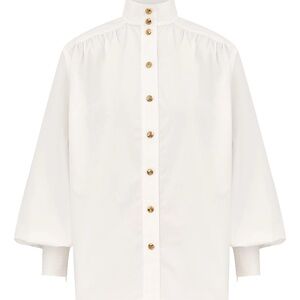 Zimmermann White Dress Shirt with Gold Buttons
